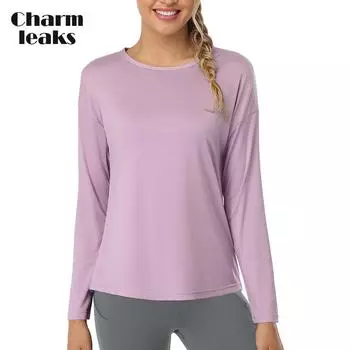 Женские рубашки для тренировок Charmleaks с длинными рукавами и завязками на спине, дышащие сетчатые топы для йоги, рубашка-танкини, топ L белый