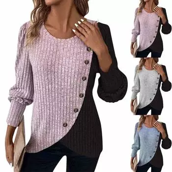 Женские рубашки из денима на пуговицах, повседневные, с длинным рукавом, с V-образным вырезом, из шамбре, блузка, топ L синий