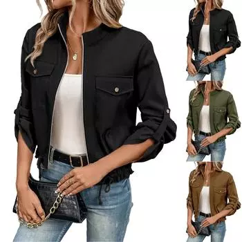 Женские рубашки из денима на пуговицах, повседневные, с длинным рукавом, с V-образным вырезом, из шамбре, блузка, топ M