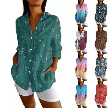 Женские рубашки на пуговицах из хлопка и льна с длинным рукавом, повседневные летние топы, рабочие блузки S красный