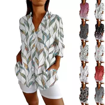 Женские рубашки на пуговицах из хлопка и льна с длинным рукавом, повседневные летние топы, рабочие блузки S