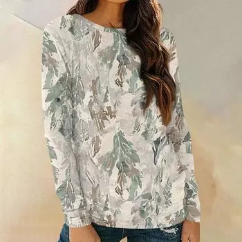 Женские рубашки с длинным рукавом и круглым вырезом, базовая футболка, повседневный топ, осенняя модная туника, облегающие футболки S светло-серый