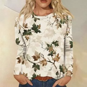 Женские рубашки с длинным рукавом и круглым вырезом, базовая футболка, повседневный топ, осенняя модная туника, облегающие футболки L армия зеленый