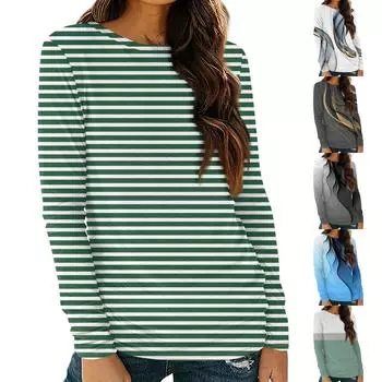 Женские рубашки с длинным рукавом и круглым вырезом, базовая футболка, повседневный топ, модные осенние наряды, приталенные футболки L синий