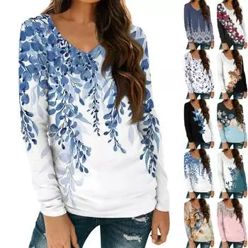 Женские рубашки с длинным рукавом и V-образным вырезом, базовая футболка, повседневный топ, осенняя модная туника, облегающие футболки XL оранжевый