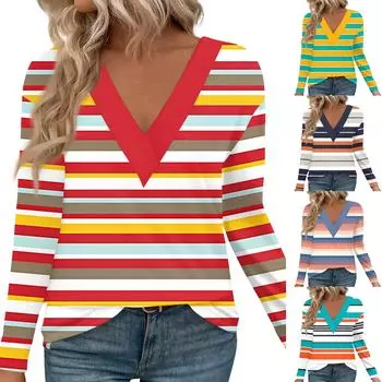 Женские рубашки с длинным рукавом и V-образным вырезом, нарядные повседневные топы, модные свободные туники, топы, блузки XL тёмно-синий