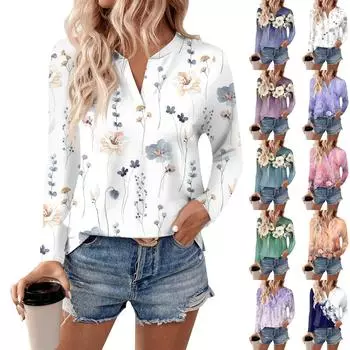 Женские рубашки с длинным рукавом и V-образным вырезом, базовая футболка, повседневный топ, осенняя модная туника, облегающие футболки L синий