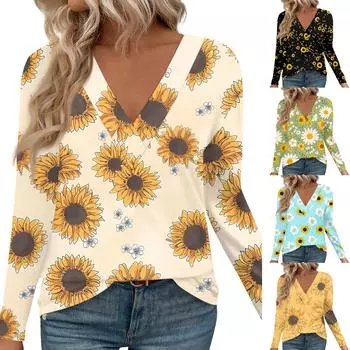 Женские рубашки с длинным рукавом и V-образным вырезом, нарядные повседневные топы, модные свободные туники, топы, блузки XXXL