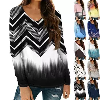 Женские рубашки с длинным рукавом и V-образным вырезом, базовая футболка, повседневный топ, осенняя модная туника, облегающие футболки XL чёрный