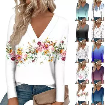 Женские рубашки с длинным рукавом и V-образным вырезом, нарядные повседневные топы, модные свободные туники, топы, блузки XL
