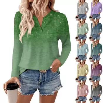 Женские рубашки с длинным рукавом и V-образным вырезом, базовая футболка, повседневный топ, осенняя модная туника, облегающие футболки L