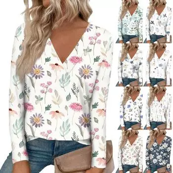 Женские рубашки с длинным рукавом и V-образным вырезом, нарядные повседневные топы, модные свободные туники, топы, блузки M киноварь