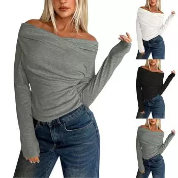 Женские рубашки с длинным рукавом, модные модели с открытыми плечами, укороченные топы, многослойные, облегающие топы L бежевый