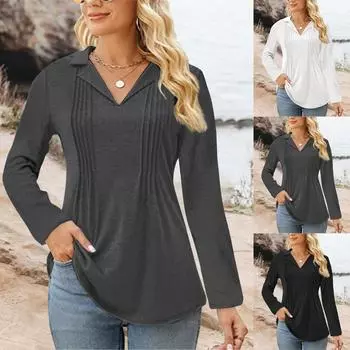 Женские рубашки с длинным рукавом, однотонные осенние модные базовые облегающие мягкие сексуальные топы L чёрный