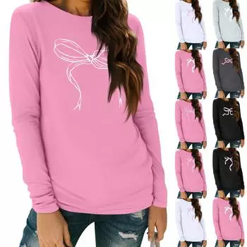 Женские рубашки с длинным рукавом, топы, элегантные повседневные рубашки, топы-туники с круглым вырезом L чёрный