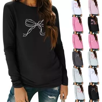 Женские рубашки с длинным рукавом, топы, элегантные повседневные рубашки, топы-туники с круглым вырезом XXXL белый