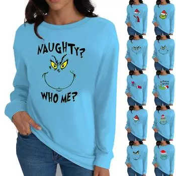 Женские рубашки с длинным рукавом, топы свободного покроя с круглым вырезом, модные футболки на осень XXXL синий