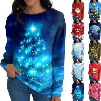 Женские рубашки с длинным рукавом, топы свободного покроя с круглым вырезом, повседневные осенние модные футболки, блузки с карманами, одежда L