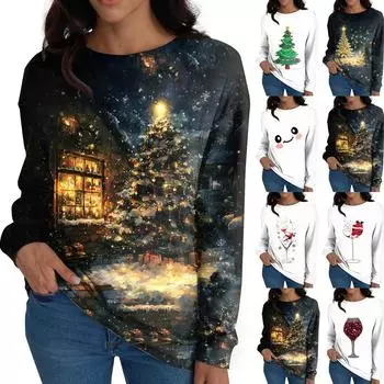 Женские рубашки с длинным рукавом, топы свободного покроя с круглым вырезом, повседневные осенние модные футболки, блузки с карманами, одежда XXL