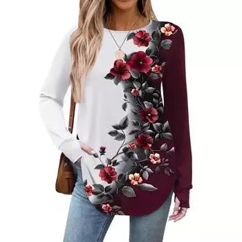 Женские рубашки с длинным рукавом, туники с отверстием для большого пальца, футболки оверсайз, свободного кроя, осенние модные топы, одежда XXL