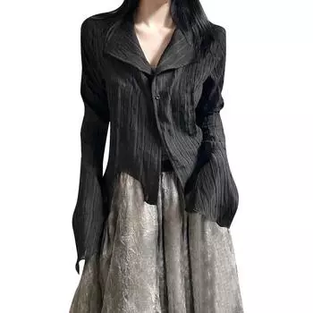 Женские рубашки с длинными рукавами, женские модные топы с узкой внутренней частью в стиле ретро S чёрный