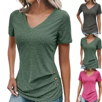 Женские рубашки с коротким рукавом и оборками, повседневные наряды, модная футболка, топ M бежевый