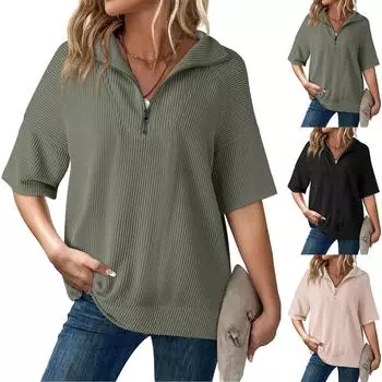 Женские рубашки с коротким рукавом и оборками, повседневные наряды, модная футболка, топ M чёрный