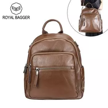 Женские рюкзаки из натуральной кожи Royal Bagger, сумка через плечо большой емкости, модная сумка-рюкзак для повседневного использования 1585