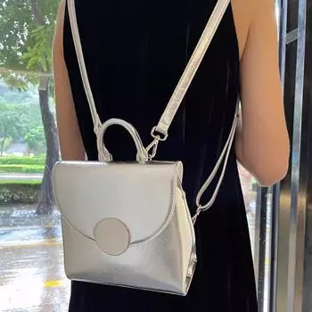 Женские рюкзаки, модные женские кожаные серебряные сумки на двойное плечо, простые женские черные сумки через плечо, винтажные мини-сумки