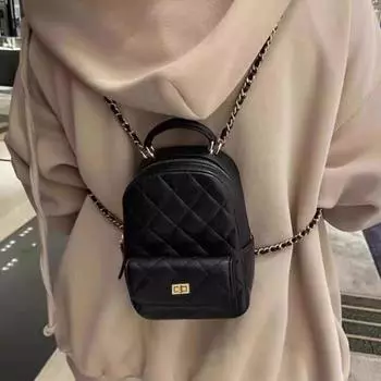 Женские рюкзаки, высококачественные кожаные сумки, женские маленькие ромбовидные сумки через плечо, модные сумки на цепочке