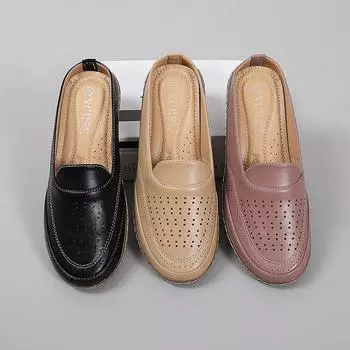 Женские сабо без шнуровки. Удобные прогулочные кожаные сабо с открытой спиной. Сандалии с закрытым носком. На плоской подошве. Нарядные летние сабо на танкетке. Повседневная обувь. 36 чёрный