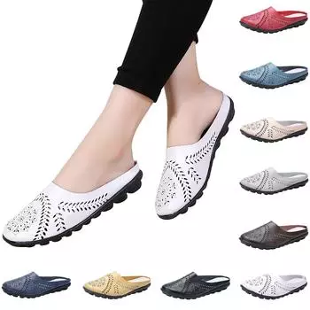 Женские сабо Gracosy, кожаные лоферы, слипоны, пляжные сандалии с противоскользящим покрытием 36 бежевый