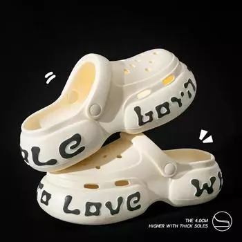Женские сабо на платформе, садовая обувь, водонепроницаемые пляжные сандалии для бассейна, летние сабо, домашние тапочки, женские легкие нескользящие уличные сандалии, пляжная обувь 35-36 белый