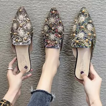 Женские сабо на плоской подошве. Удобные модельные туфли без шнуровки. Женские сабо с закрытым острым носком. Летние повседневные дышащие лоферы с открытой спиной. Шлепанцы. 35 красный