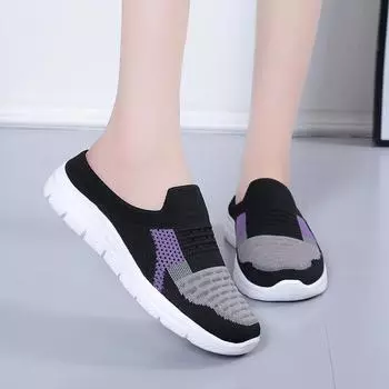 Женские сабо с открытой спиной, прогулочные сандалии, летние тапочки для девочек, мюли без застежек, удобные повседневные тапочки больших размеров EU: 36 чёрный