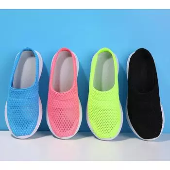 Женские сабо с открытой спиной, прогулочные кроссовки, летние слипоны, повседневные тапочки для девочек, пляжная обувь больших размеров EU: 36 чёрный