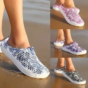 Женские садовые сабо, повседневные тапочки, летние быстросохнущие противоскользящие дышащие пляжные сандалии 36 чёрный