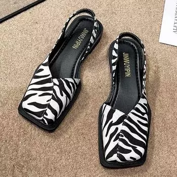 Женские сандалии 2024 года Элегантные женские сандалии Летние сандалии на низком каблуке Слипоны Летняя обувь для женщин Трендовые сандалии на каблуке Mujer 35 цветной печати леопарда