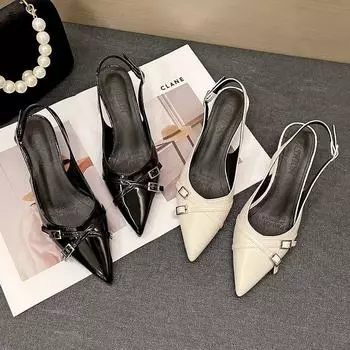 Женские сандалии 2024 года, летние новые модные сандалии, удобные дышащие дизайнерские неглубокие сандалии, остроносые туфли для женщин 35 бежевый