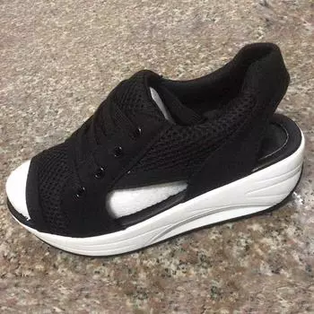 Женские сандалии 2024 года, новейшие женские сандалии на платформе, удобные женские сандалии, повседневная летняя спортивная обувь с открытым носком 42 чёрный