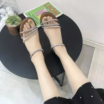 Женские сандалии 2024 года, новые летние модные весенние сандалии для девочек на плоской подошве с открытым носком и пряжкой, легкие и сексуальные пляжные сандалии Zapatos De Mujer 35 чёрный