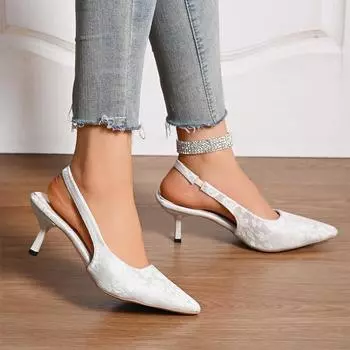 Женские сандалии 2024 года, новые летние модные сандалии, однотонные офисные босоножки на высоком каблуке, сексуальные туфли с острым носком для женщин 36 белый