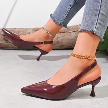 Женские сандалии Baotou, летние новые сексуальные туфли с острым носком, женские простые однотонные каблуки, женские повседневные сандалии для вечеринок 35
