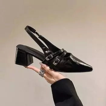 Женские сандалии Baotou, модные, с эластичной резинкой, для офиса и карьеры, сексуальные, с пряжкой на каблуке для женщин 35