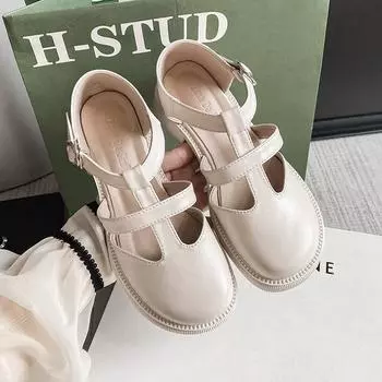 Женские сандалии большого размера с толстым каблуком и ретро-носком 34 чёрный