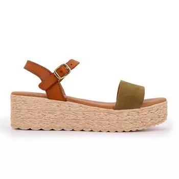 Женские сандалии цвета хаки в стиле милитари на платформе BIOSTOCK 37 хаки