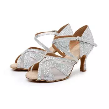 Женские сандалии для бальных танцев танго сальса 7 см со стразами обувь для латинских танцев кроссовки женская обувь для занятий в помещении свадебная обувь 37