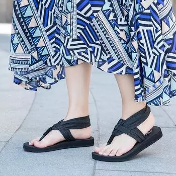 Женские сандалии для йоги, сандалии на плоской подошве, женские пляжные повседневные сандалии, обувь для отдыха для женщин, нескользящие мягкие тапочки 36 чёрный