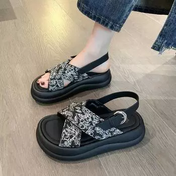 Женские сандалии для отдыха на открытом воздухе большого размера 35 чёрный