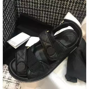 Женские сандалии для пап из натуральной кожи, дизайнерские черные пляжные туфли для лета, женские сандалии Sandalias De Mujer 35